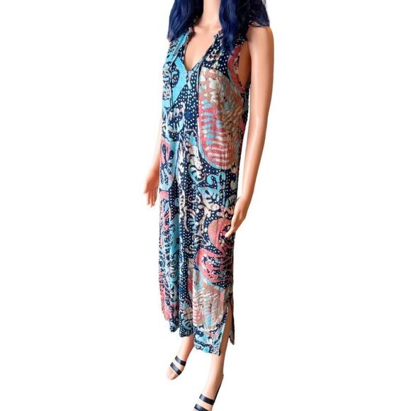 NEW Nic + Zoe Batik Stamp Linen Blend Midi Dress Size Small - Picture 5 of 8